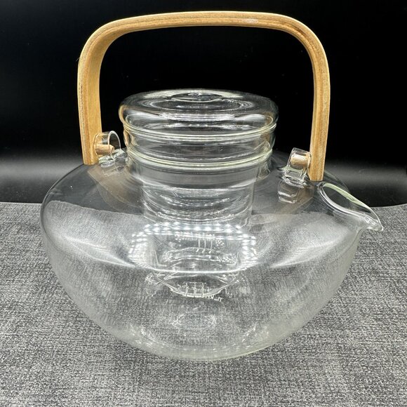 The Republic of Tea Clarity Glass Teapot w/ Wood Handle 43 oz Jenaer Senso Style - Picture 1 of 11